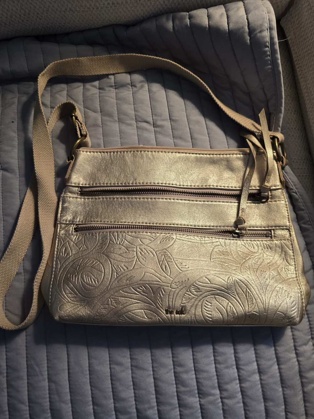The Sak Metallic Gold Embossed Floral Crossbody